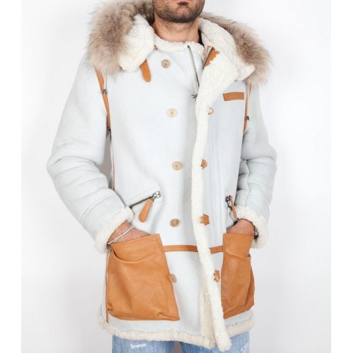 White Shearling Leather Coat